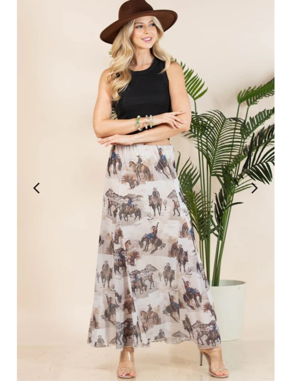 Avery Western Cowboy Print A-line Lined Full Mesh Skirt large
